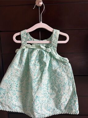 Mint Green Patterned Baby Tank Top with Cream Shorts